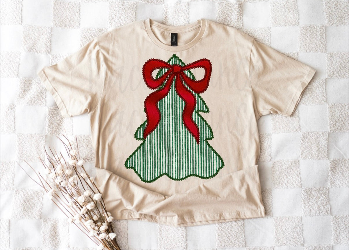Striped bow Christmas tree