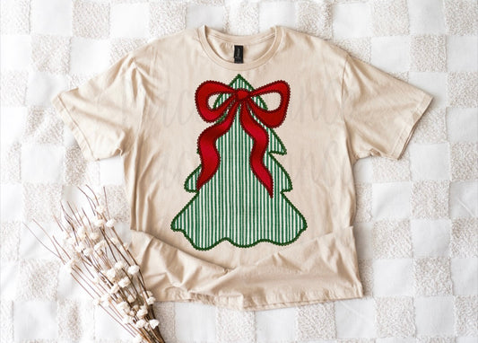Striped bow Christmas tree