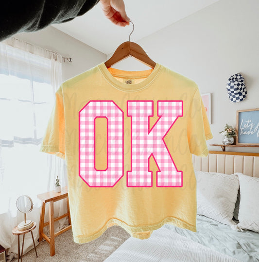 Pink gingham OK
