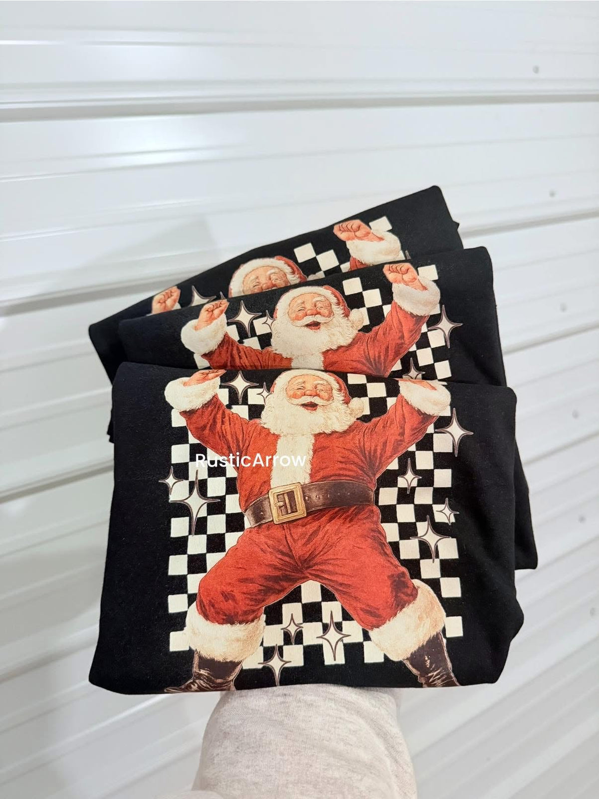 Checkered dancing Santa